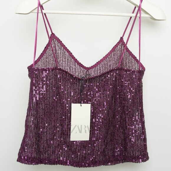 Zara sequins top, size S, Bordeaux - Picture 8 of 8